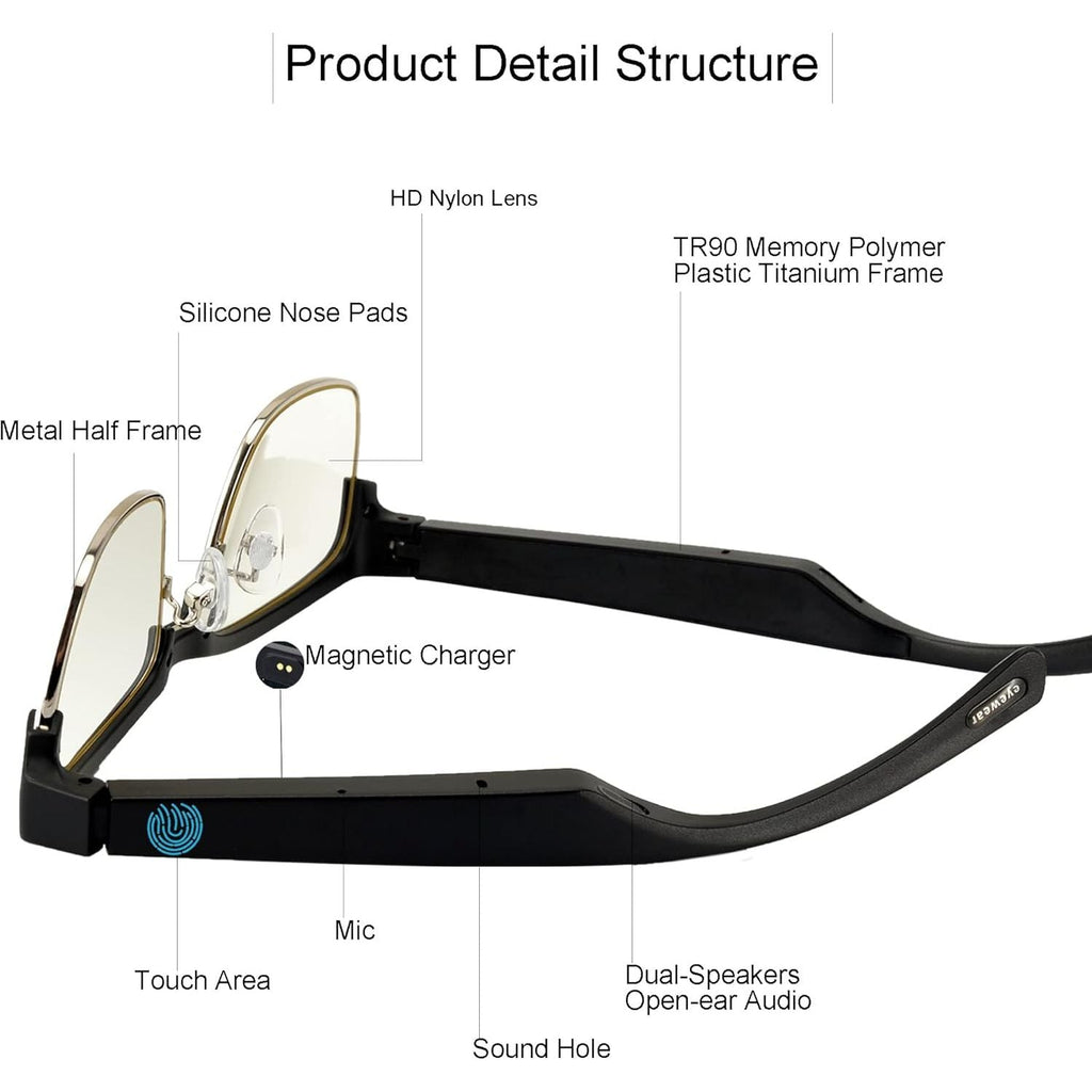 Buy now Smart Glasses Bluetooth-Audio Glasses for Men Women with Alexa, Built-in Mic, Blue Light Filter&Polarized Lenses for All Smart Devices Voice Assistant at indiglob india