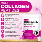Multi Collagen Peptides Powder,Type I, II, III, V, X,with Biotin,Vitamin C,Hyaluronic Acid,Supports Healthy Joint, Hair, Skin & Nail Support,Grass-Fed, Non-GMO,16oz