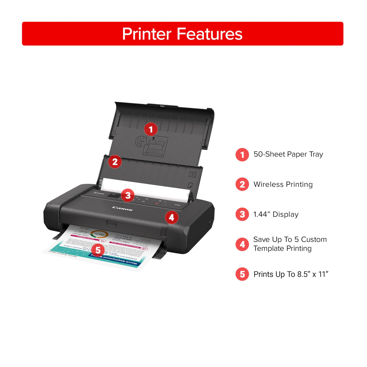Canon PIXMA TR160 Color Wireless Portable Printer