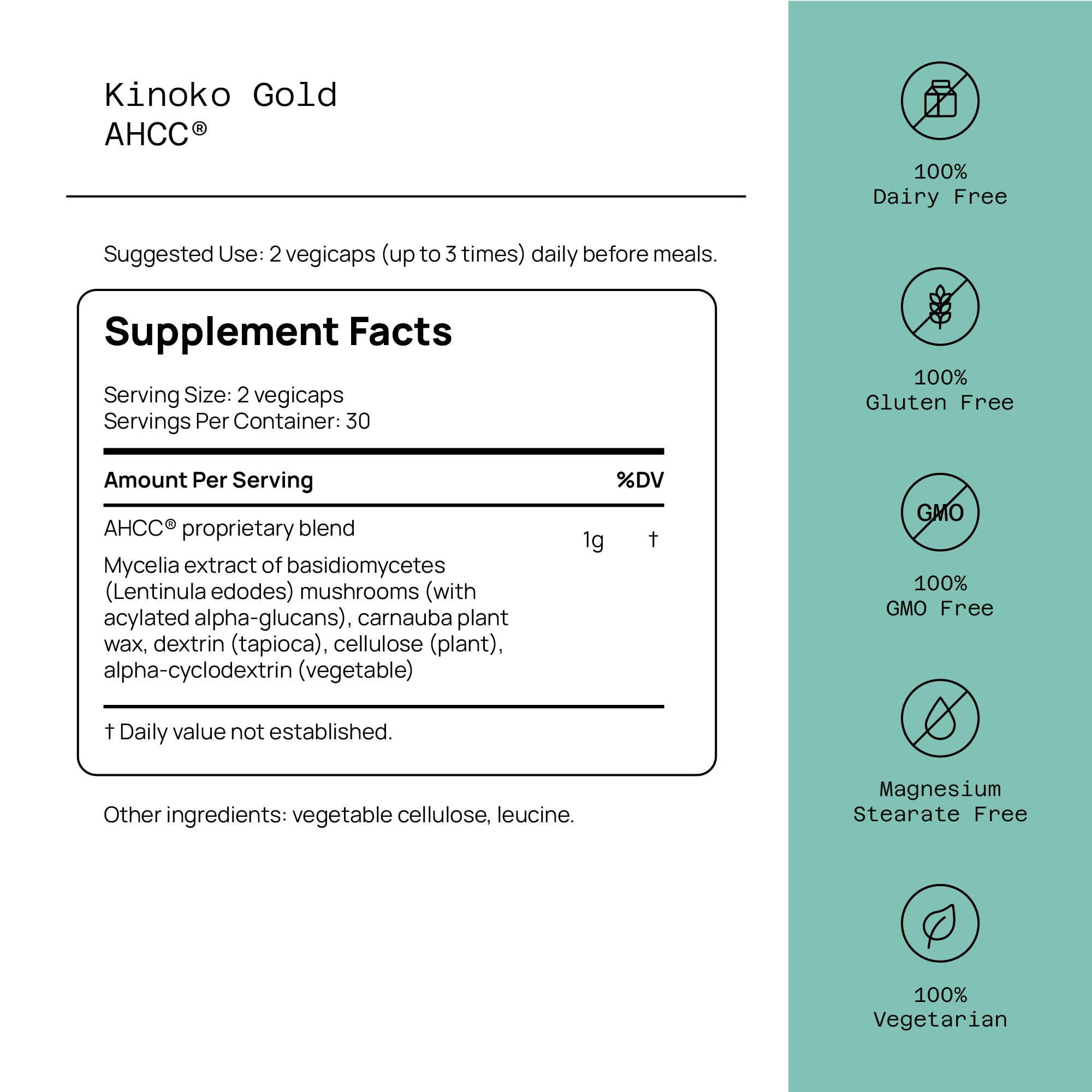 Quality of Life Kinoko Gold AHCC, 500mg - 60 caps