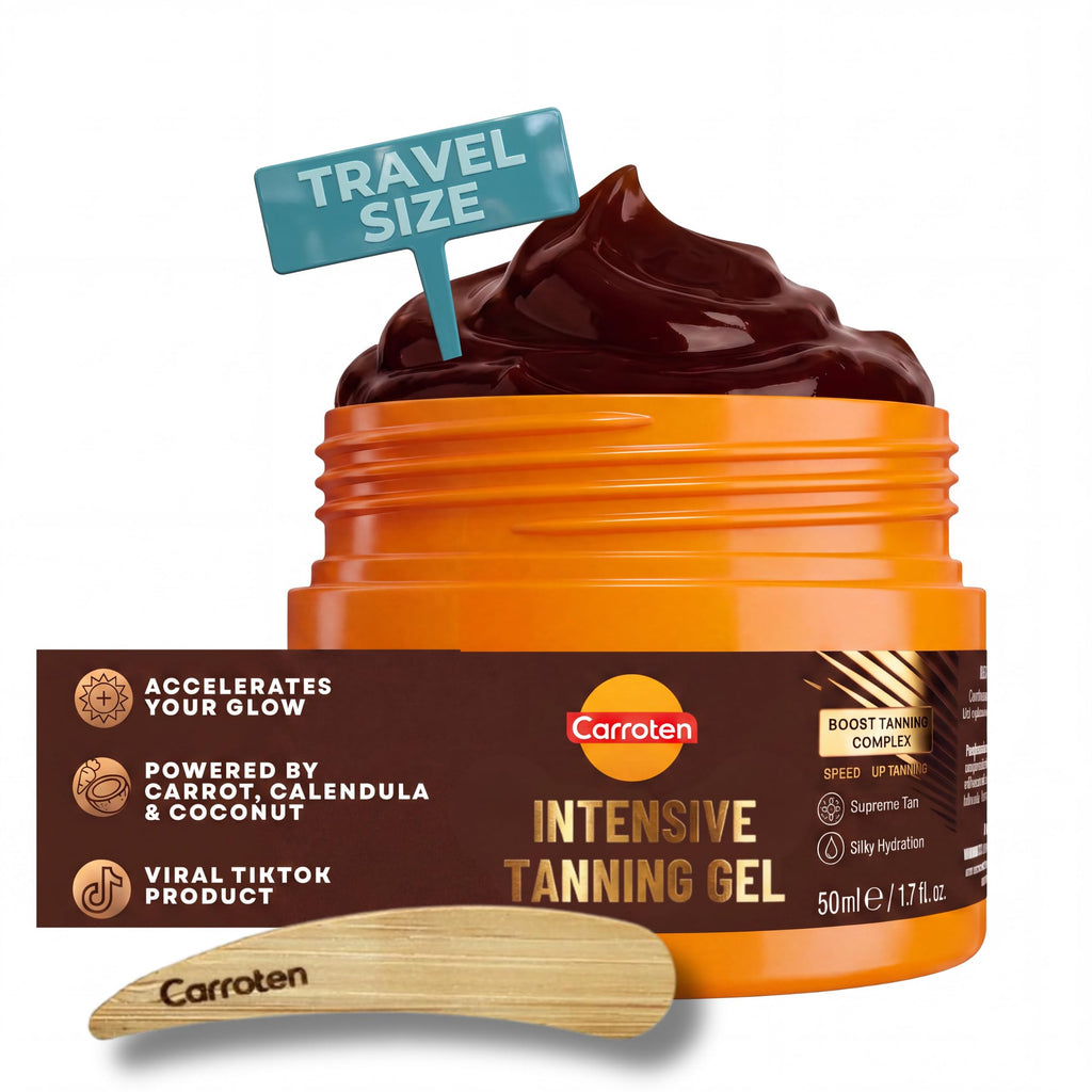 Carroten Intensive Tanning Gel, Browning Tan Accelerator, 5 oz | Non-Greasy, Water-Resistant with Carrot and Coconut Oil, Vitamin A & E For Moisture & Hydration, Made in Greece