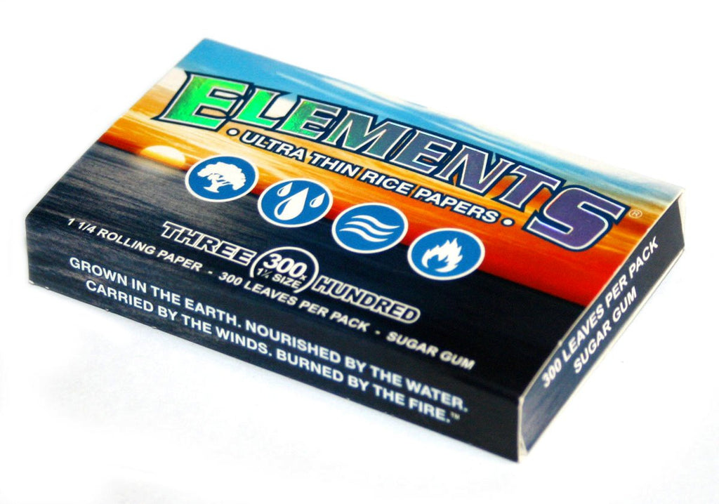 ELEMENTS 300 Ultra Thin Rice Rolling Paper 1.25 1 1/4 Size, 5 Pack = 1500 Leaves