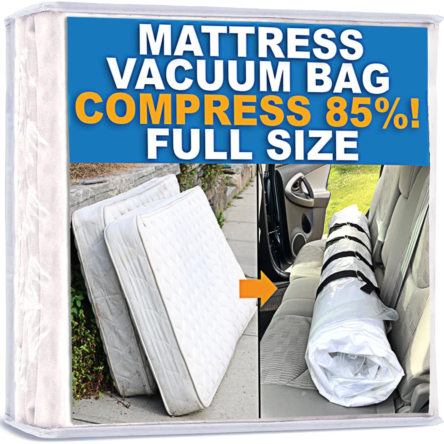 Buy now Mattress Vacuum Bag for Moving, Vacuum Seal Mattress Bag for Memory Foam or Inner Spring Mattresses, Compression and Storage for Returns, Leakproof Valve and Double Zip Seal (Queen/Full/Full-XL) Full Clear at indiglob india