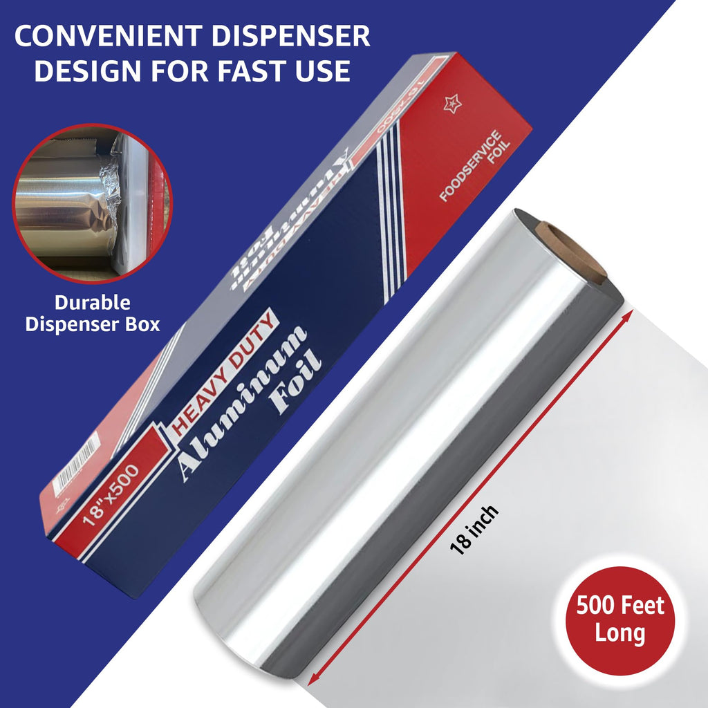 Heavy-Duty Aluminum Foil, Foil Aluminum Roll (18" x 500")