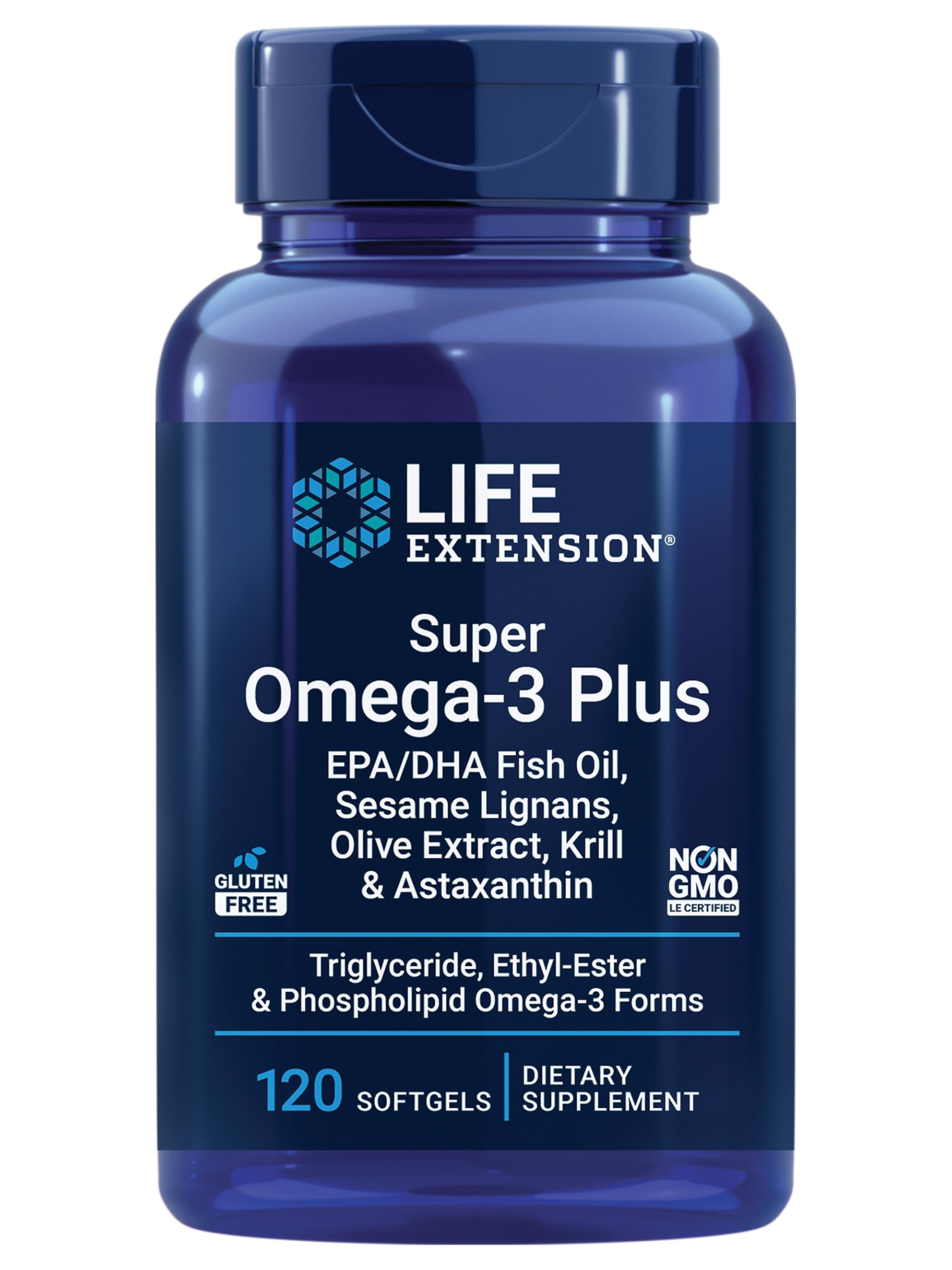 Buy now Life Extension Super Omega-3 Plus EPA/DHA Fish Oil, Sesame Lignans, Olive Extract, Krill & Astaxanthin - Heart, Brain & Joint Health Support - Gluten-Free, Non-GMO - 120 Softgels at indiglob india