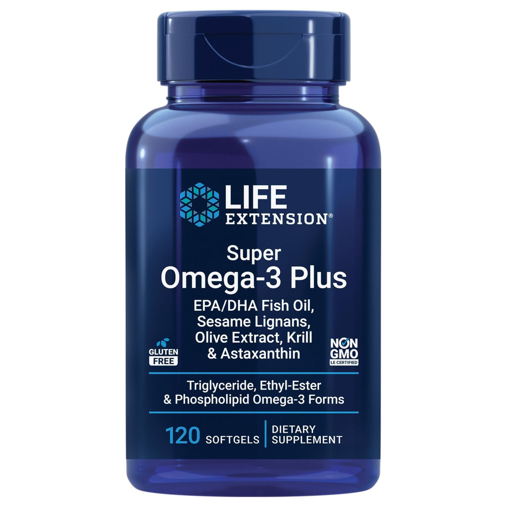 Life Extension Super Omega-3 Plus EPA/DHA Fish Oil, Sesame Lignans, Olive Extract, Krill & Astaxanthin - Heart, Brain & Joint Health Support - Gluten-Free, Non-GMO - 120 Softgels