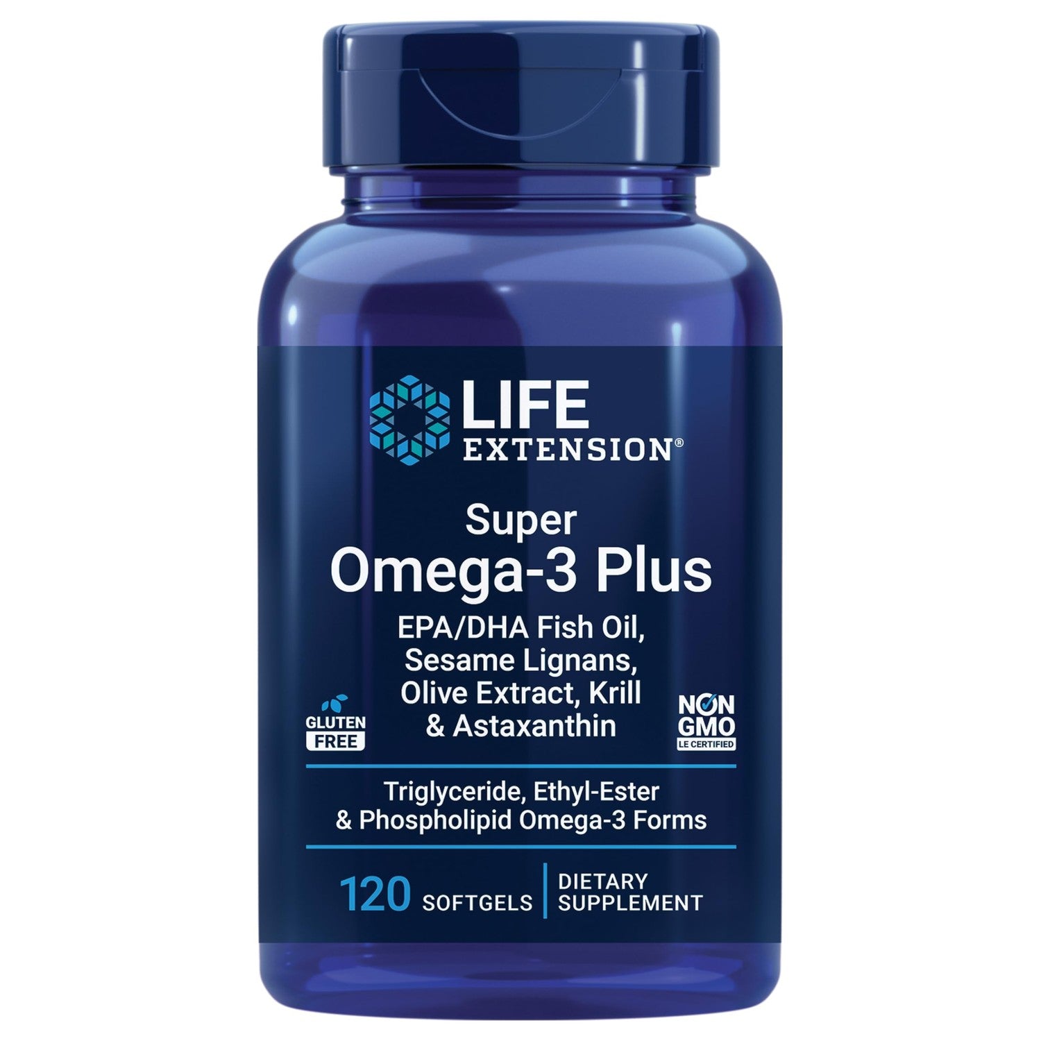 Life Extension Super Omega-3 Plus EPA/DHA Fish Oil, Sesame Lignans, Olive Extract, Krill & Astaxanthin - Heart, Brain & Joint Health Support - Gluten-Free, Non-GMO - 120 Softgels