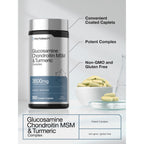 Horbäach Glucosamine Chondroitin MSM | 360 Caplets | Advanced Formula with Turmeric | Non-GMO, Gluten Free