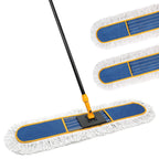 24”Dust Mop for Floor Cleaning, Heavy Duty Sweeper Broom Catches Dust, Pet Hair, and Debris, Washable 2 Cotton Mop Pads, Floor Duster for Hardwood, Tile, Laminate, and LVP Flooring