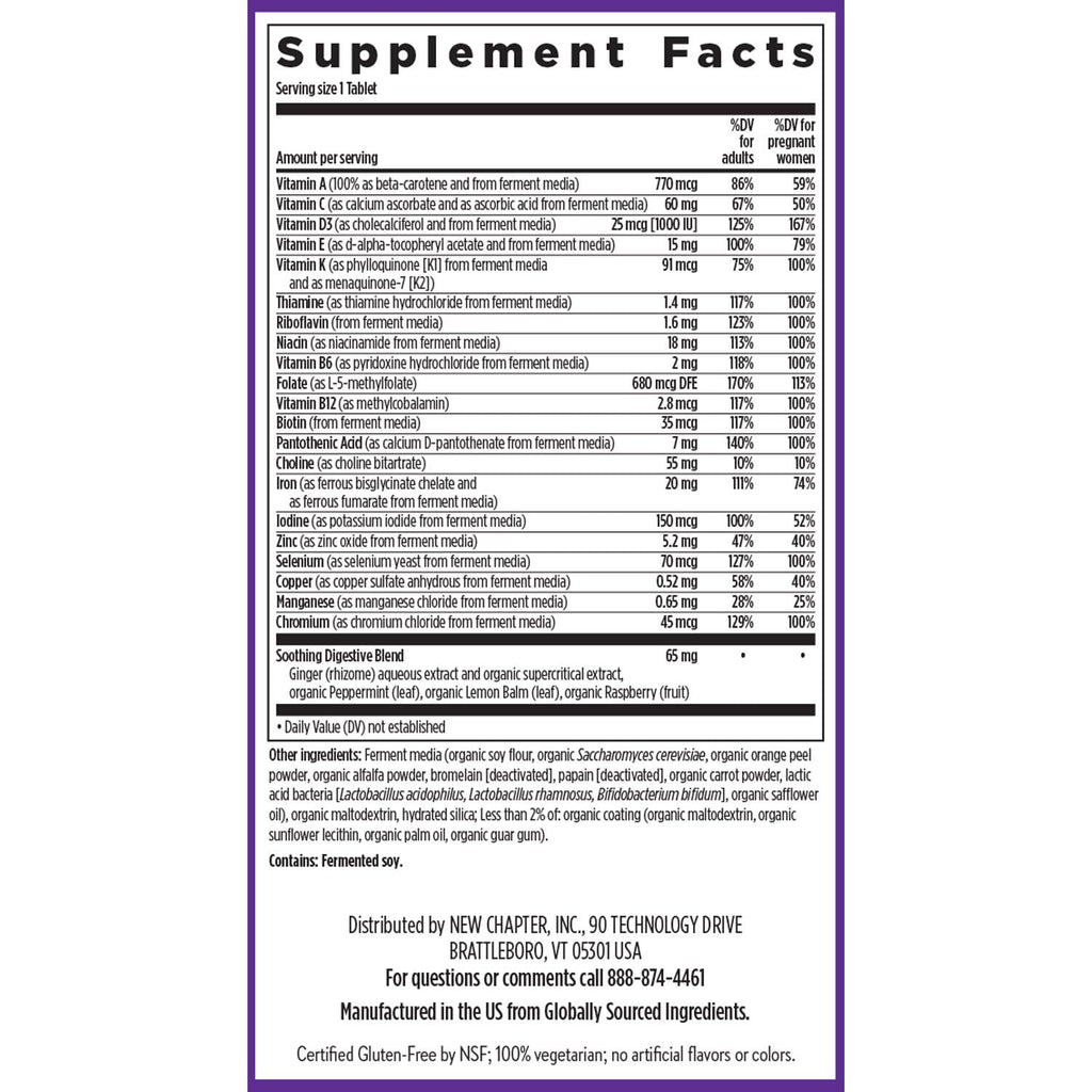 New Chapter One Daily Prenatal Multivitamin, 30 Count | With Methylfolate and Choline for Healthy Mom and Baby, Gluten Free and Non-GMO Prenatal Vitamin Daily Formula