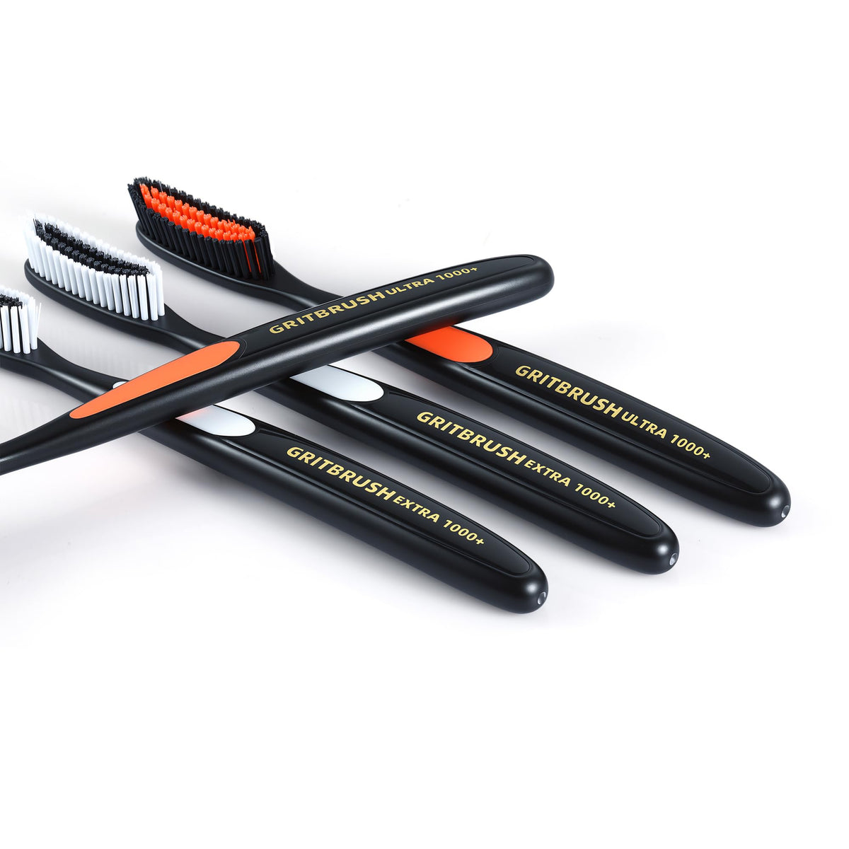 GRITBRUSH Firm Toothbrushes for Adults Hard & Extra Hard Bristles, Dual Stiffness Manual Toothbrush Set, Deep Cleaning, 4 Pack