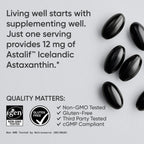 Sports Research® Icelandic Astaxanthin 12mg w/Coconut Oil, 60 Softgels | Triple Strength Antioxidant Supplement for Skin & Eye Health Support* | Soy-Free, Non-GMO, Gluten-Free