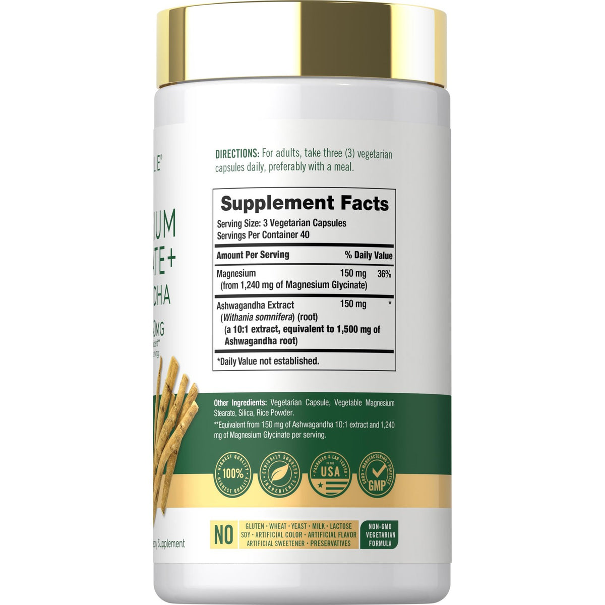 Carlyle Magnesium Glycinate with Ashwagandha | 120 Vegetarian Capsules