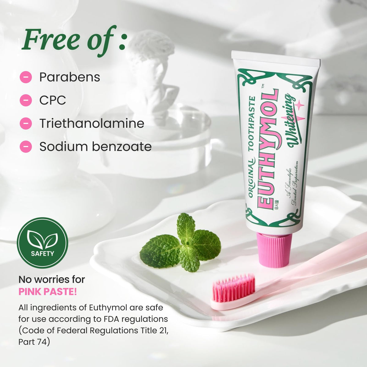 EUTHYMOL Whitening Toothpaste Gift Set | 3.7 oz*2 + Squeezer Set