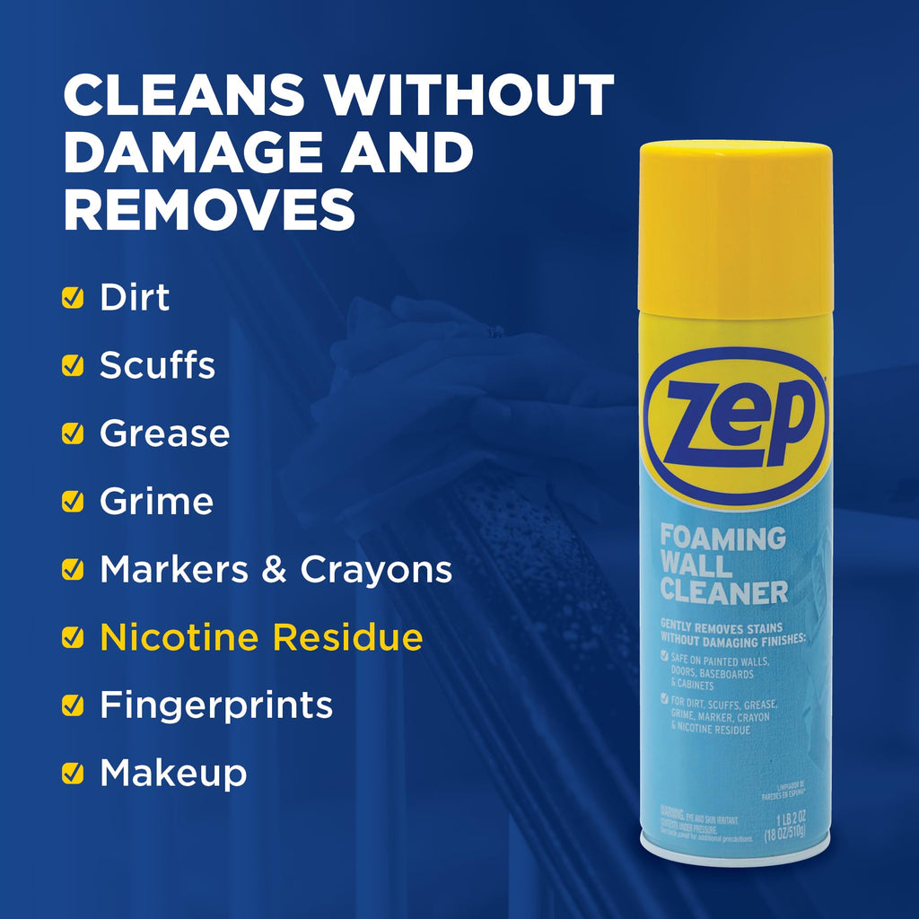 Zep Foaming Wall Cleaner 18oz 2-Pack with Blue Microfiber Rag