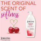 Jergens Cherry Almond Hand & Body Lotion, Dry Skin, 32 fl oz | Fast-Absorbing Moisturizer, Vitamins E, C & B5, Softens Dry Skin, Dermatologist Tested, Cherry Almond Scent