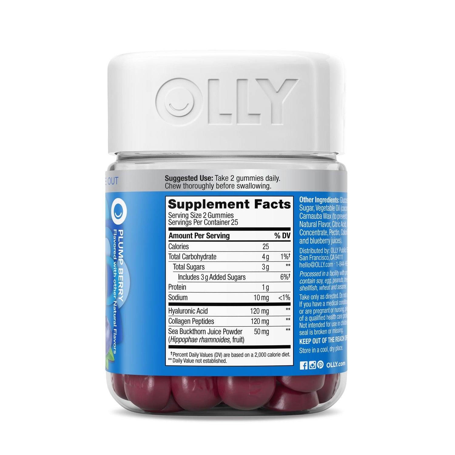OLLY Glowing Skin, Hydrated & Youthful Skin*, Hyaluronic Acid - 50 Count
