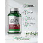 Horbäach Cranberry Concentrate Extract Pills + Vitamin C | 120 Capsules | Supplement for Women and Men | Triple Strength Ultimate Potency Formula | Non-GMO and Gluten Free