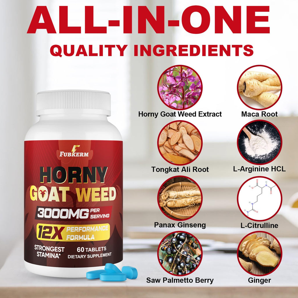 Hornygoatweed for Men, 12 in 1 Horny Goat Weed, for Hormone & Performance