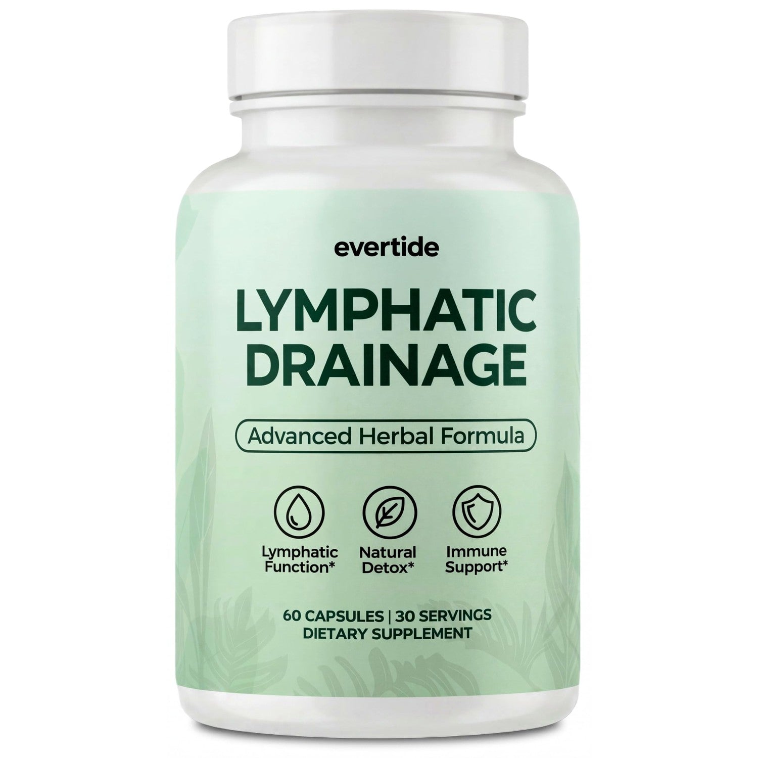 evertide Lymphatic Drainage Supplement - Lymphatic Support for Fluid Balance, Detox & Immune Health with Echinacea, Elderberry, Dandelion & Turmeric - 60 Capsules, 30 Day Supply