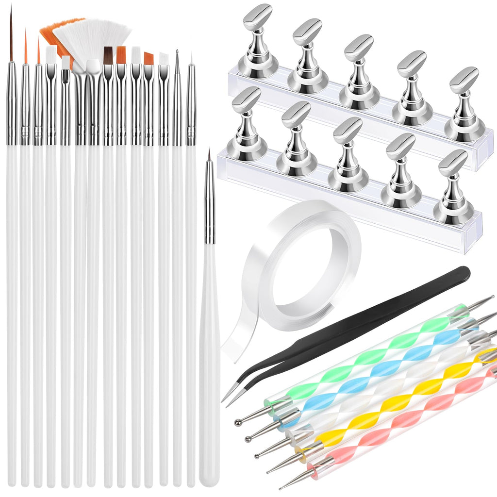 FANDAMEI Nail Art Tools, Nail Stuff, Nail Supplies, Nail Stand, Nail Brush | Nail Art Brushes, Nail Dotting Tool, Nail Stand For Press Ons, Nail Holder For Painting Nails, Nail Tools, Nail Design Tools