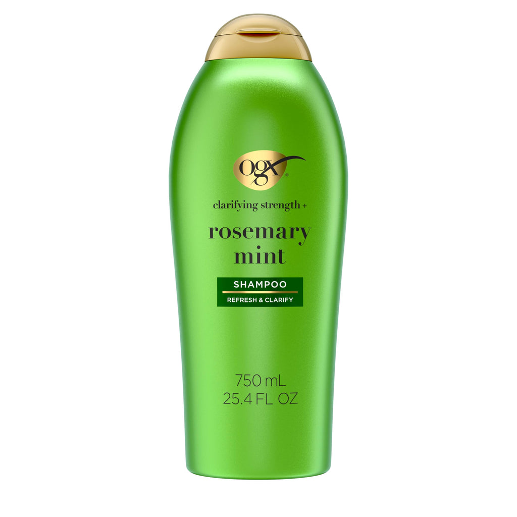 OGX Clarifying Strength + Rosemary Mint Shampoo, Clarifying Shampoo for Oily Hair Visibly Helps Remove Oil & Residue to Clear Away Buildup, Sulfate-Free Surfactants, 13 fl. oz