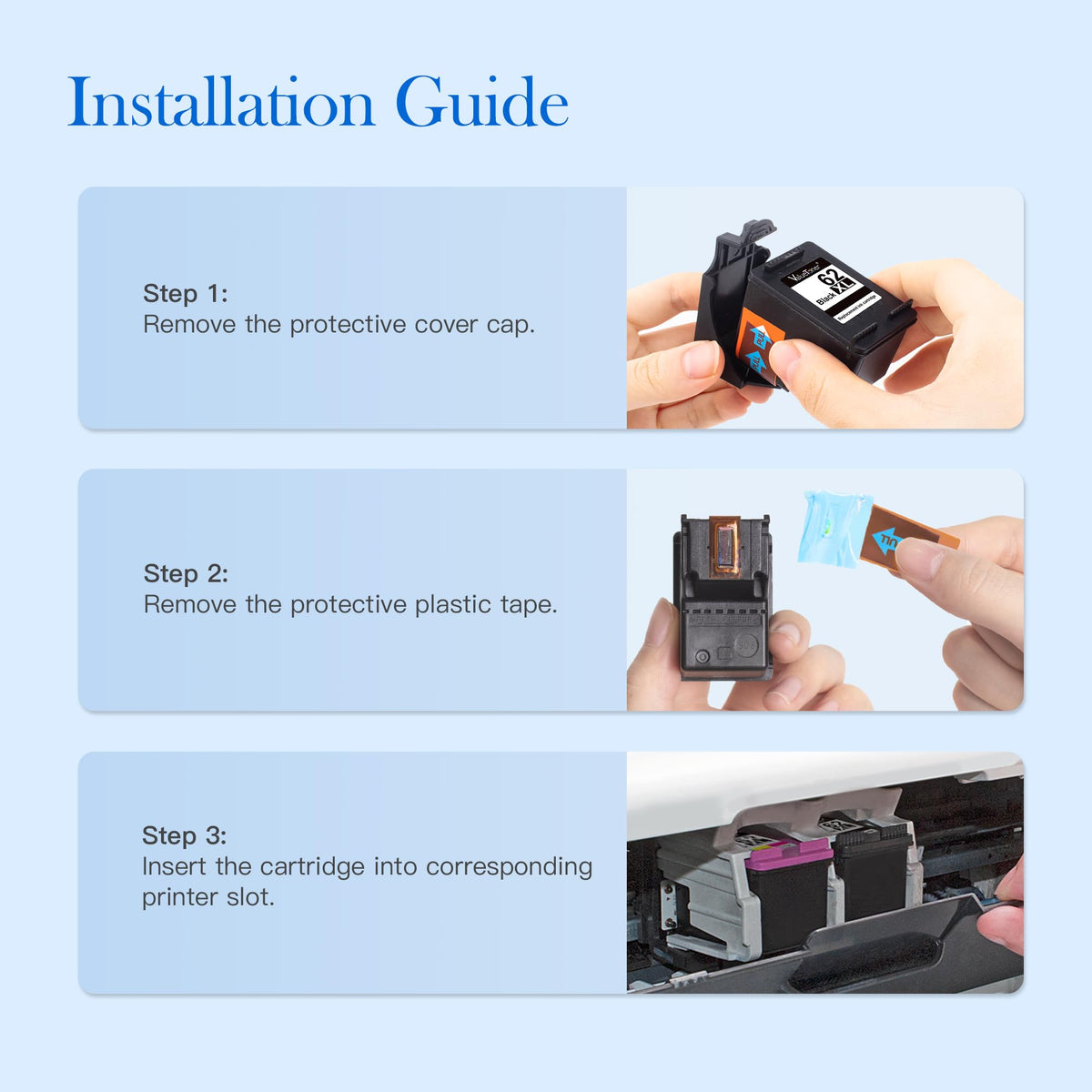 62XL Ink Cartridges for HP Ink 62 for HP 62XL Ink Cartridge Combo Pack