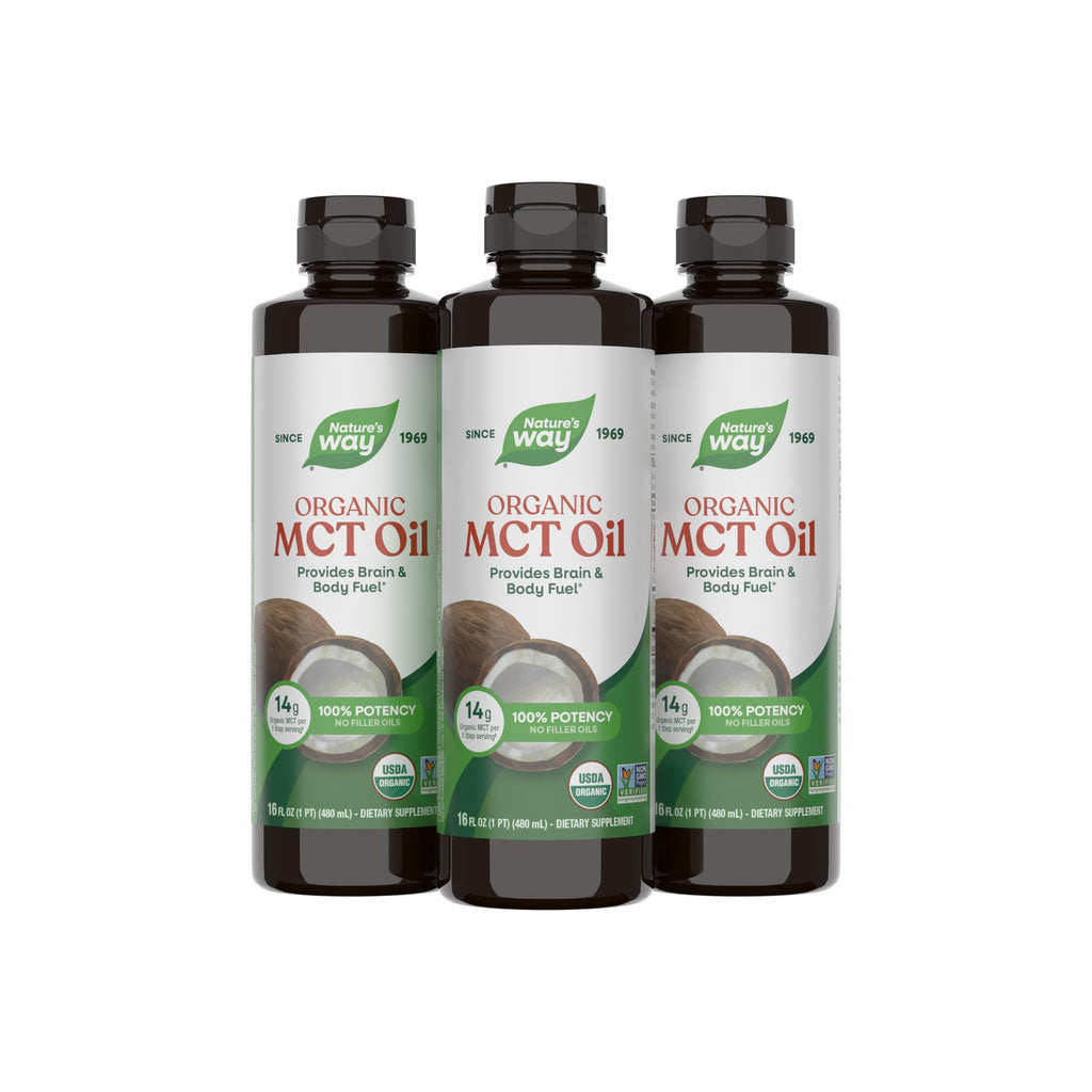 Nature's Way Organic MCT Oil, Brain and Body Fuel*, Keto & Paleo, 16 Fl Oz | Liquid Coconut MCT Oil with C8 Caprylic & C10 Capric Acids, 14 g Medium Chain Triglycerides per Serving, Non-GMO