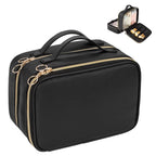Buy now OCHEAL Makeup Bag, Double Layer Cosmetic Bag, Large Capacity New Look Clear Cosmetic Case for Women Travel Beauty Essentials, Multiple Compartments Makeup Case Organizer Zipper Pouch -Black at indiglob india