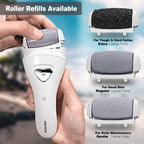 Electric Foot Callus Remover, Rechargeable Foot File for Dead Skin Care | Portable Electronic Pedicure Kit, Waterproof Hard Skin Scraper Tool with 3 Roller Heads for Cracked Heels & Home Spa