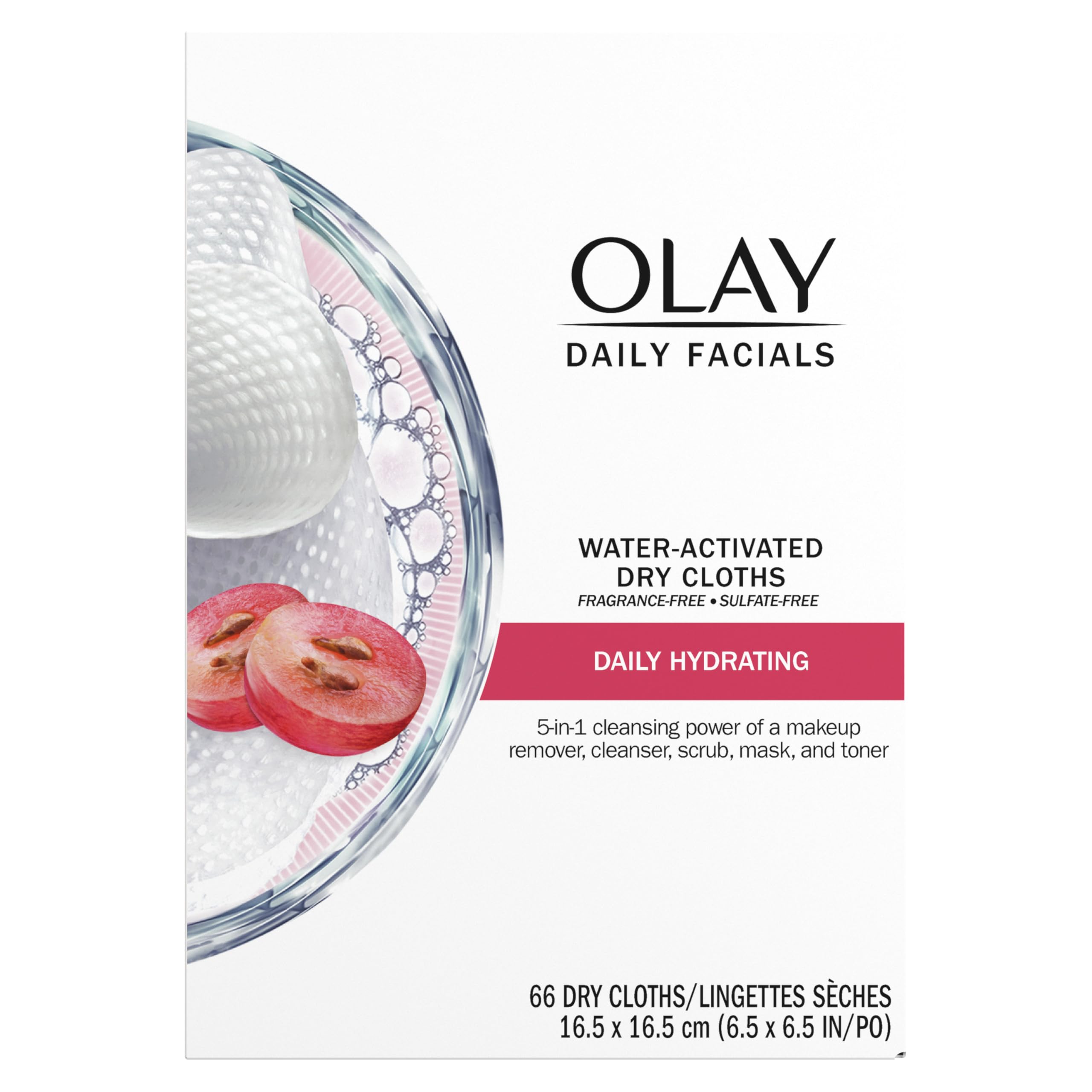 Buy now Olay Makeup Remover Wipes, Daily Facials Hydrating Face Cleanser for Normal to Dry Skin, Alcohol & Fragrance Free, Soft Face Wash Towels, Travel Essentials for Women, Convenient Dry Cloths, 66 ct at indiglob india