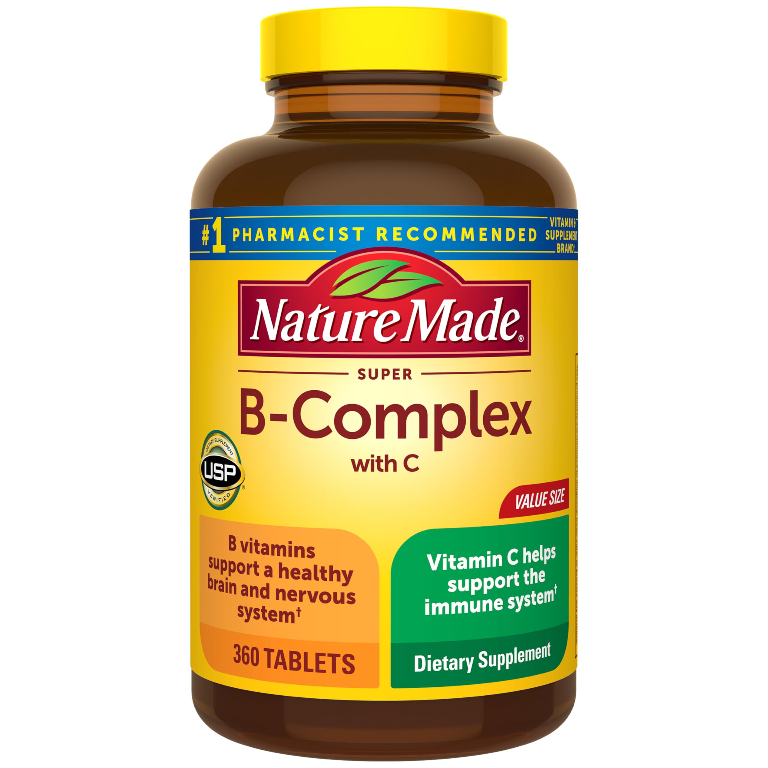 Nature Made Super B Complex with Vitamin C & Folic Acid, 140 Tablets | B Complex Vitamins for Women and Men, Dietary Supplement for Immune Support, Gluten Free, 140 Day Supply