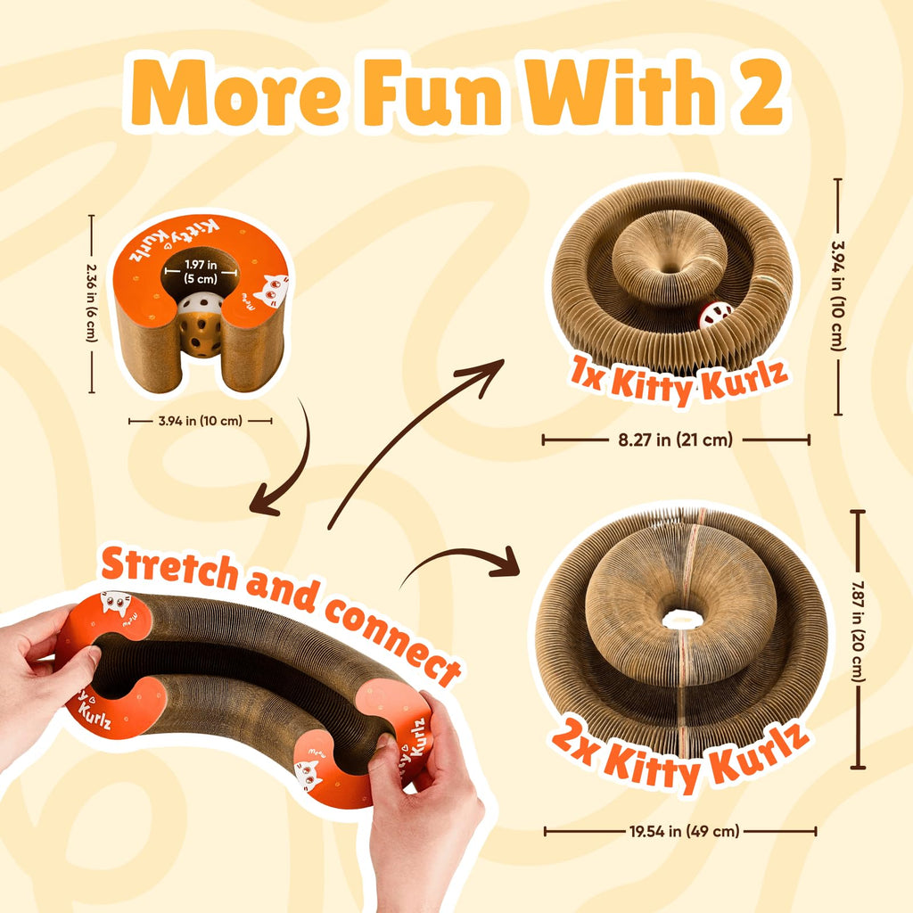 KITTY KURLZ Interactive Cat Toy & Cardboard Cat Scratcher