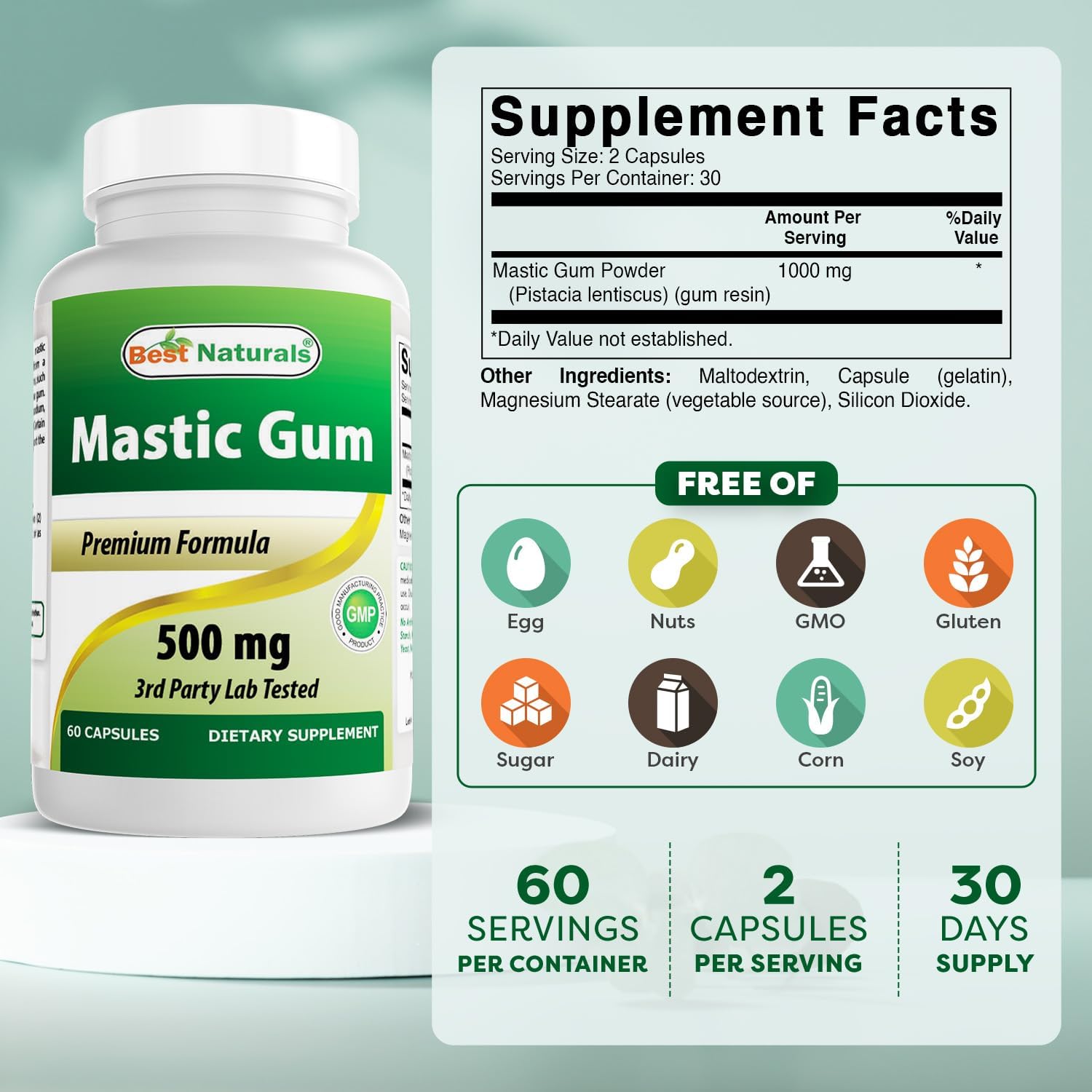 Buy now Best Naturals Mastic Gum 500 mg 60 Capsules at indiglob india