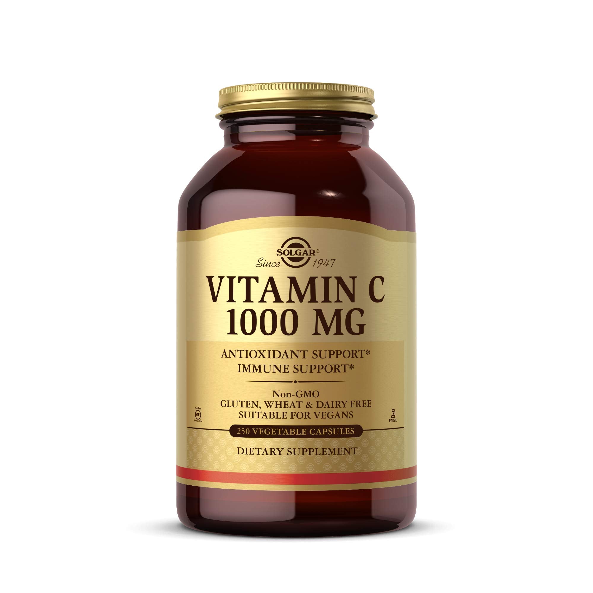 Solgar Vitamin C 1000 mg, 100 Vegetable Capsules Supplement | Antioxidant & Immune Support, Overall Health, Healthy Skin & Joints, Non-GMO, Vegan, Gluten Free, Kosher - 100 Servings