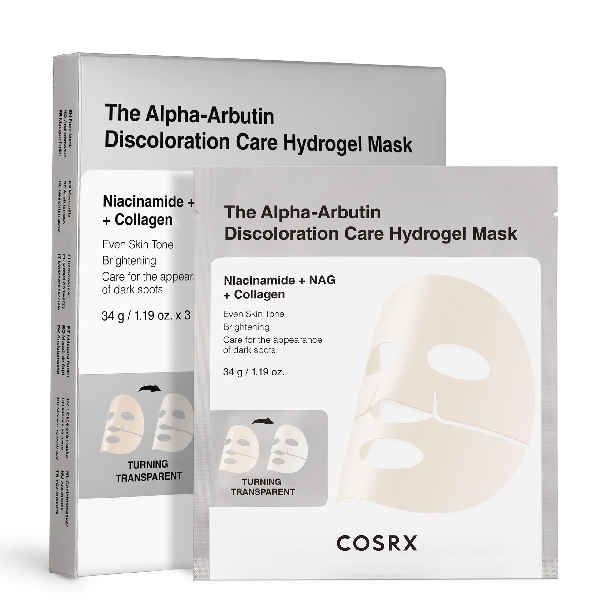 COSRX 5 PDRN Hyaluronic Hydrogel Face Mask, Glass Skin Glow, 34g x 3EA | Overnight Firming, Plumping Care with Salmon DNA, Centella, Travel Essential, Korean Skin Care, Dewy Radiance