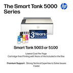 HP Smart Tank 5003 Wireless All-in-One Ink Tank Printer, Scanner, Copier with up to 3 Years of Ink Included, Best-for-Home, Cartridge-Free Refillable, AI-Capable (9B2D3A)