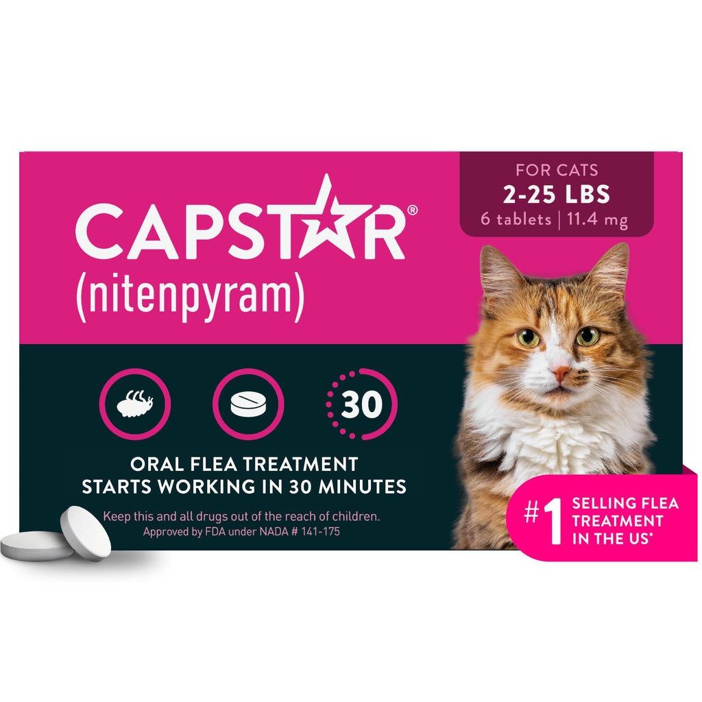 Capstar Oral Flea Tablets Cats 2-25 lbs, Nitenpyram, 6-Dose