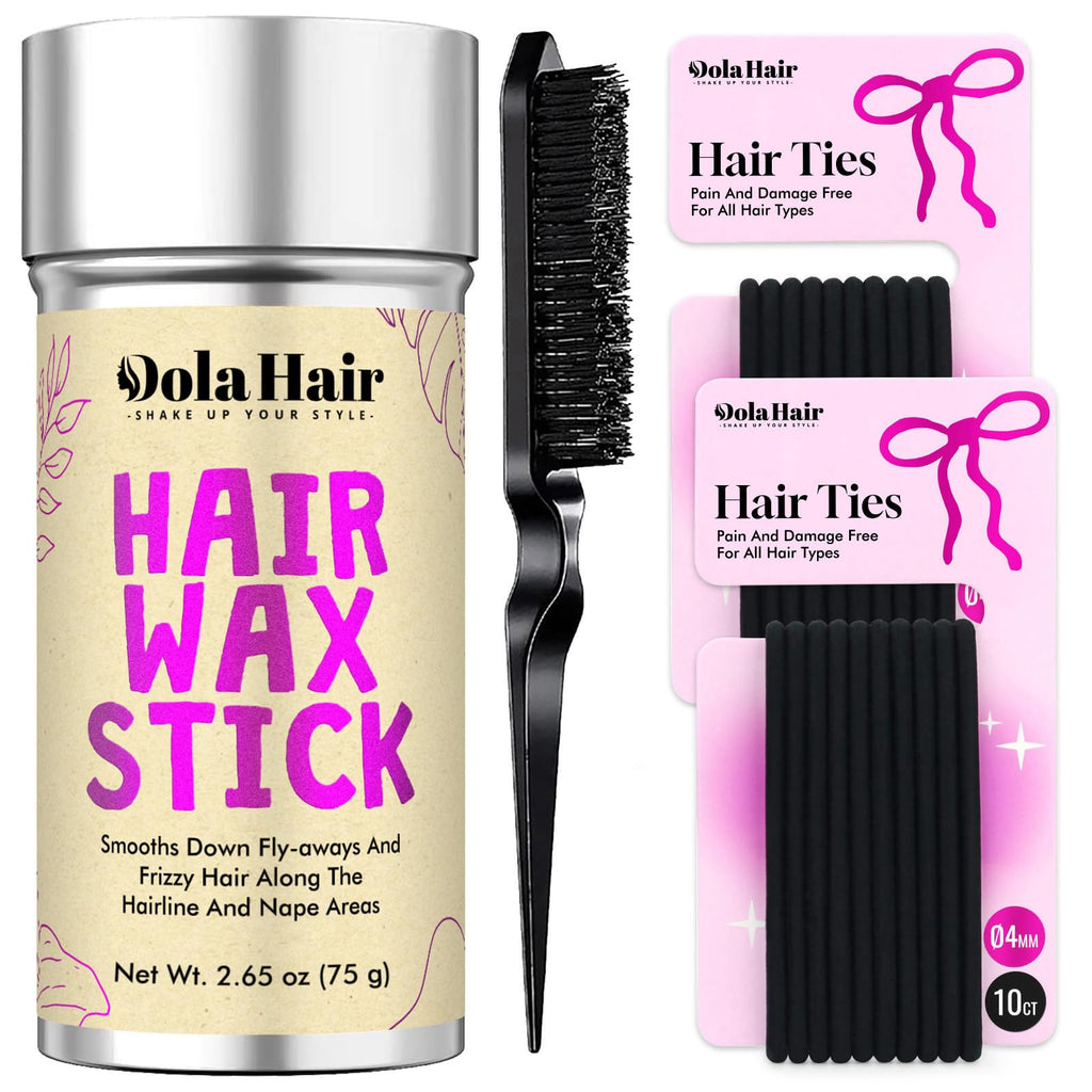 Dolahair Portable Travel Hair Wax Stick - Slick Hair Pomade with Smoothing Brush for Women, Kids & Girls' Hair Styling
