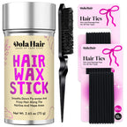 Dolahair Portable Travel Hair Wax Stick - Slick Hair Pomade with Smoothing Brush for Women, Kids & Girls' Hair Styling