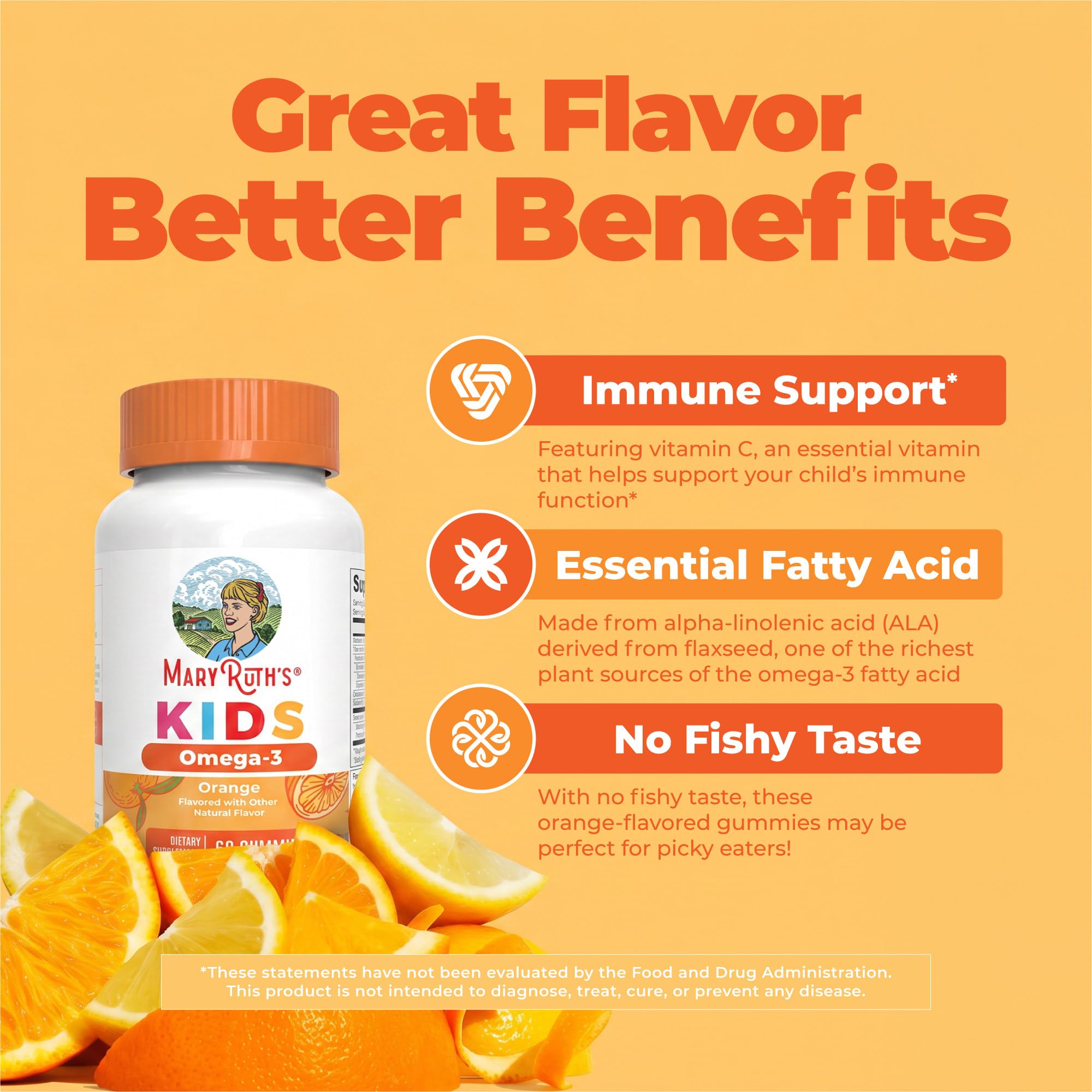 MARYRUTH'S Vegan Omega 3 Gummies for Kids, No Fish Taste, 2 Month Supply | No Fish Taste, 2 Month Supply