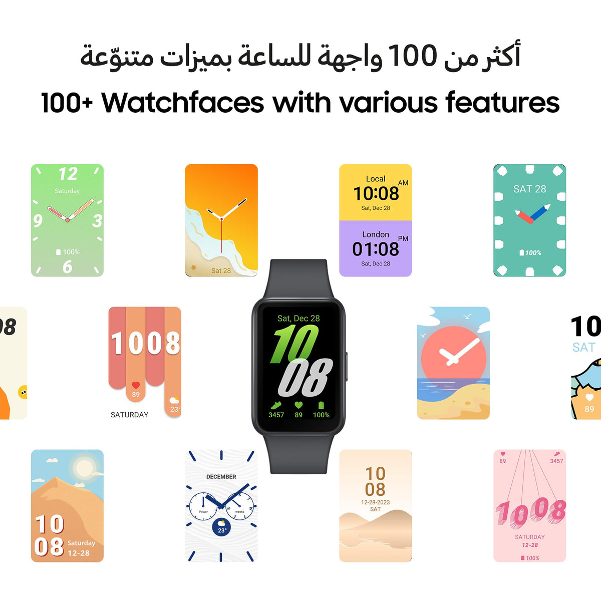 SAMSUNG Galaxy FIT 3 [2025, 40MM] 1.6" AMOLED Display | IP68 Water Resistant | 14 Days Battery Life | 100+ Watchfaces | 100+ Exercise Modes | International Model (Fast Charger Bundle, Black)