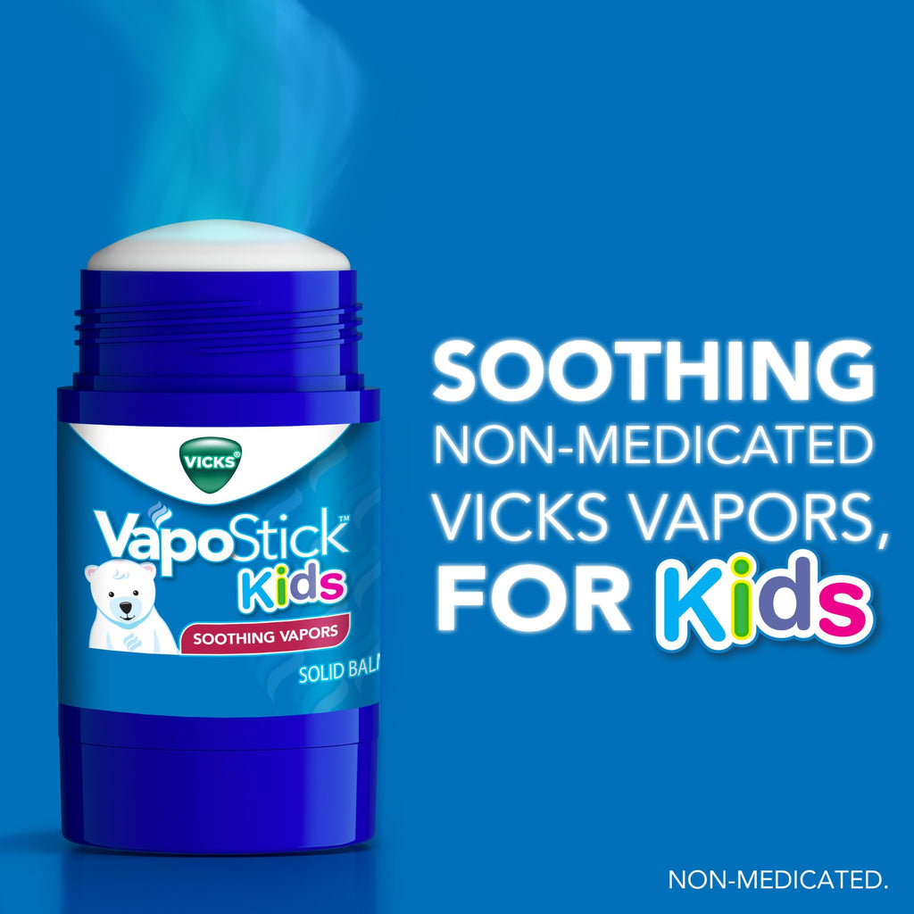 Buy now Vicks VapoStick Kids, Solid Balm, No Mess, for Kids Ages 4+ Soothing Non-Medicated Vicks Vapors, Easy-to-Use No-Touch Applicator, Lightweight Feel, 1.25oz x 2 at indiglob india