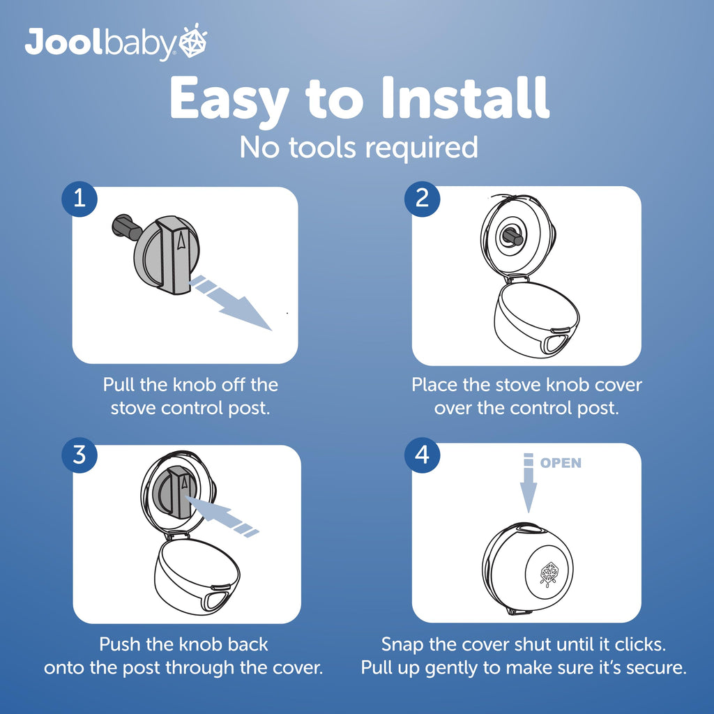 Jool Baby Clear Stove Knob Covers (5 Pack) Child Safety Guards, Durable Design - Baby Proof