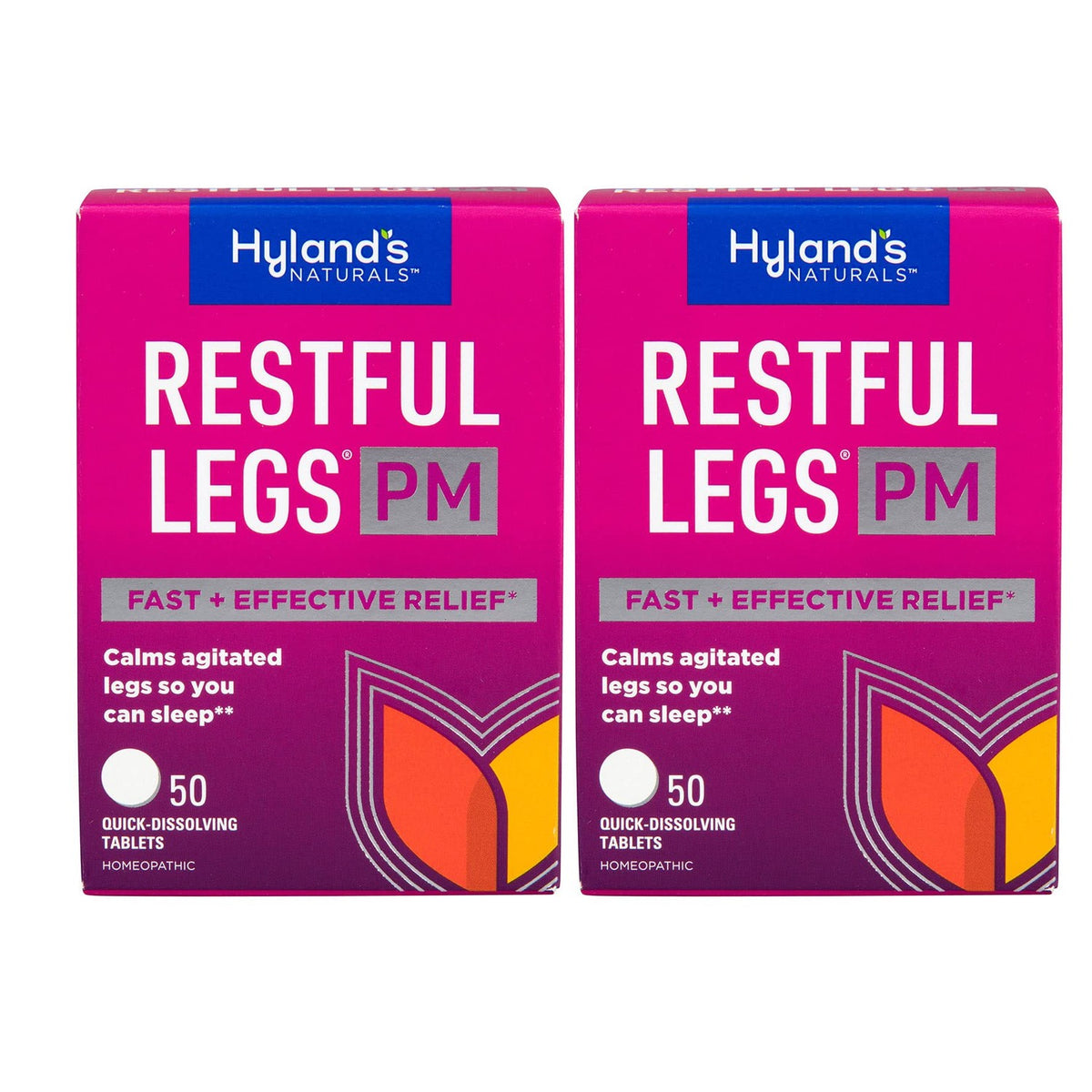 Hyland's Restful Legs PM, Nighttime Formula, Calms Agitated Legs so You Can Sleep, 50 Quick Dissolving Tablets (Pack of 2)