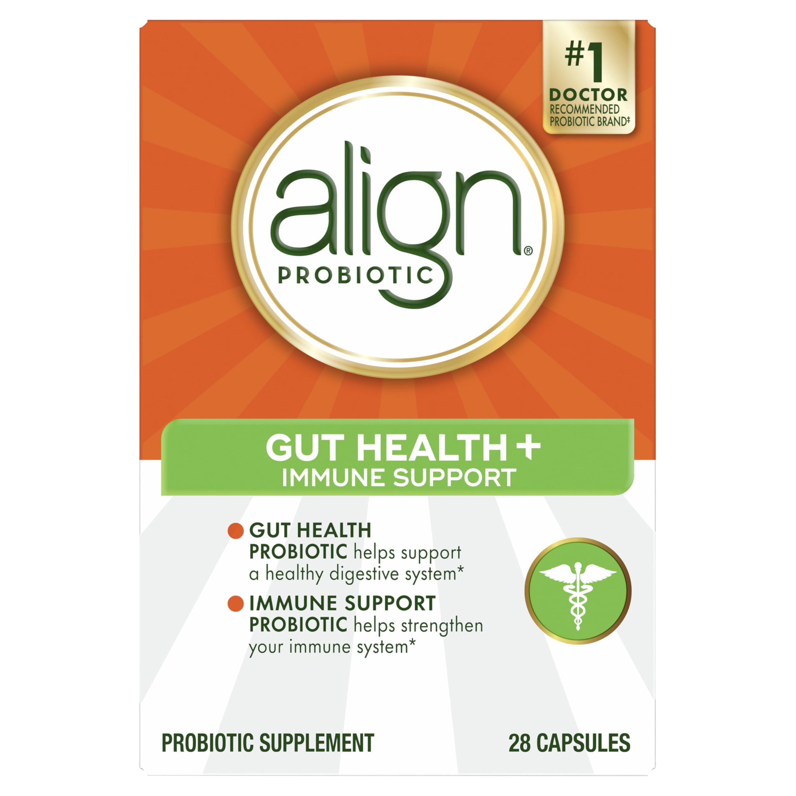 Align Probiotic, Gut Health + Immune Support Probiotic, Probiotics for Women and Men, Probiotics for Digestive Health and Immune Health, #1 Doctor Recommended Brand‡, 28 Capsules