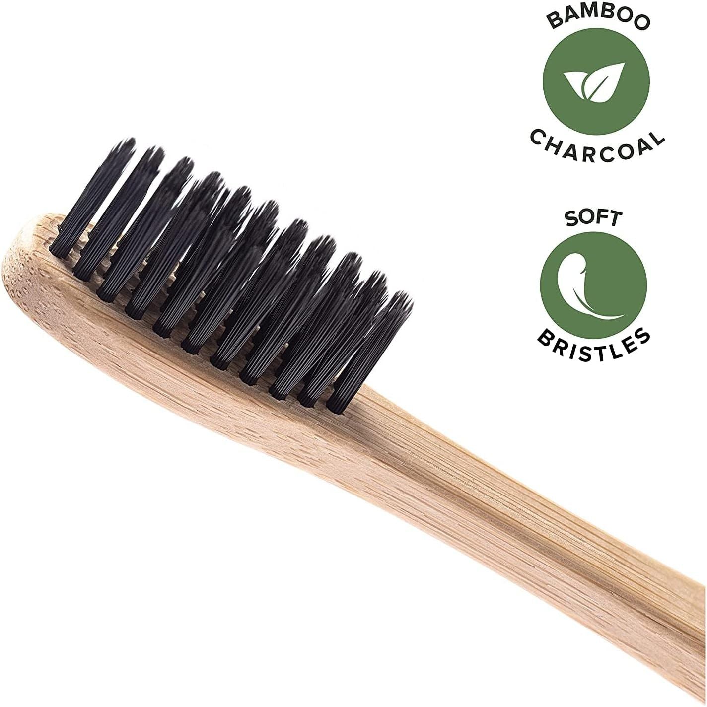 Buy now Greenzla Bamboo Toothbrushes for Adults â€“ 12 Pack Wooden Toothbrush Set with Charcoal-Infused Soft Bristles, Natural Oral Care for Daily Use at indiglob india