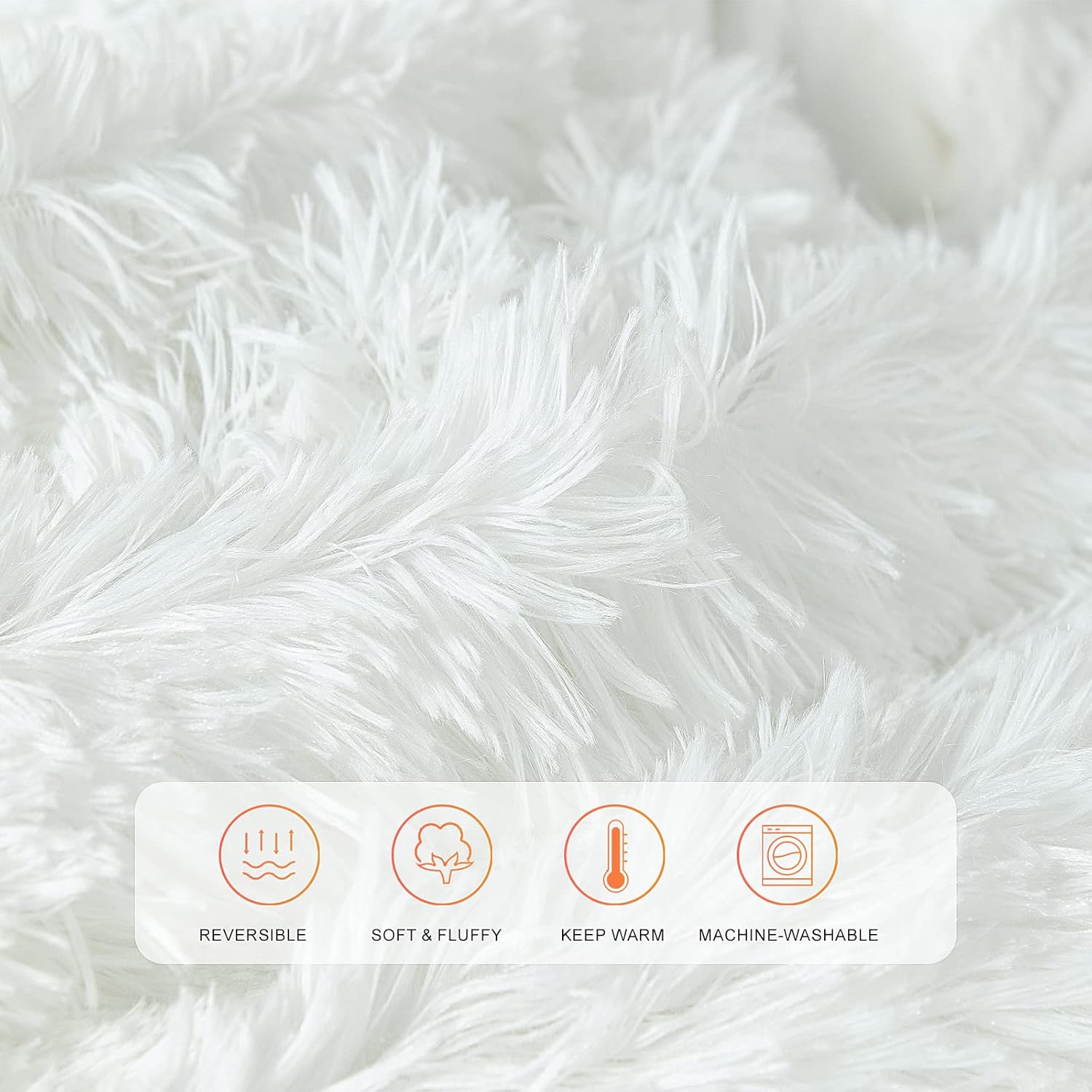 Buy now TOONOW Extra Soft Fuzzy Faux Fur Throw Blanket 50"x60", Reversible Lightweight Fluffy Cozy Plush Comfy Microfiber Fleece Decorative Shaggy Blanket for Couch Sofa Bed, Pure White at indiglob india