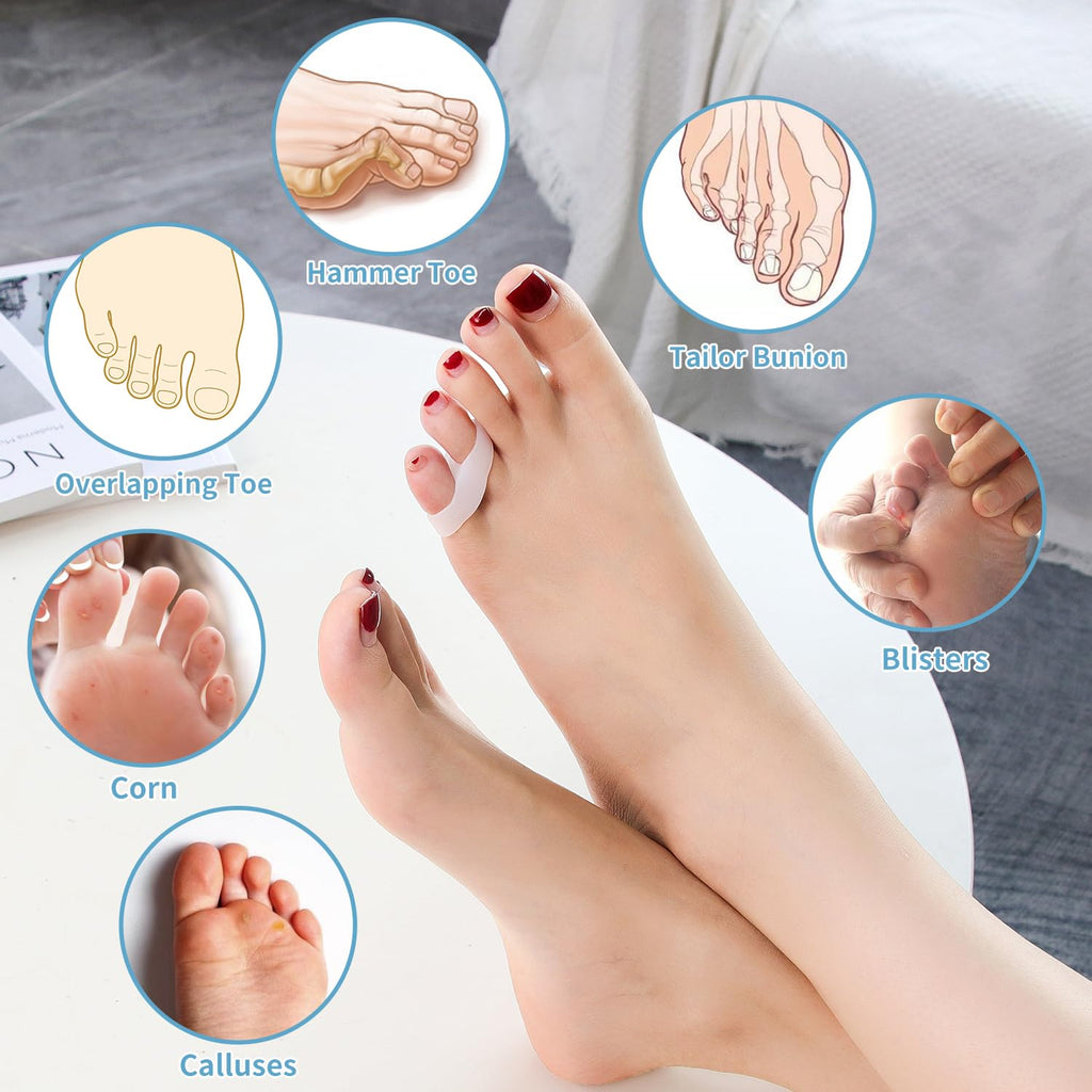 Two Hole Gel Small Toe Separator, 12 Pack Little Toe Spacer for Overlapping Toe, Calluses, Blister, Relieve Foot Pain, Pinky Toe Corrector for Little Toe Bunion Pain