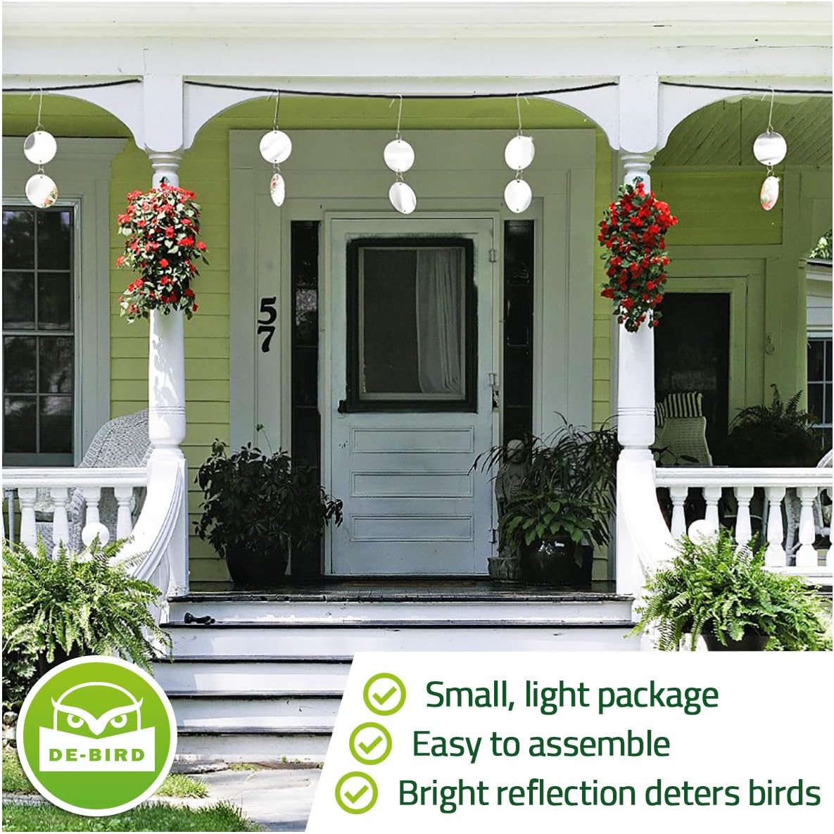 Buy now De-Bird Reflective Diverter Discs Bird Deterrents for Outside - 8-Pack, Silver Acrylic, Garden Style - Easy to Install with Swivel Action, Reflective Shine & Humane Bird Repellent Devices Outdoor at indiglob india
